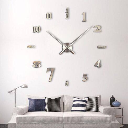 Timelike Simple Elegant Glossy Aluminum Wall Clock, Super Long Large Clock Hands, Black in Saudi Arabia