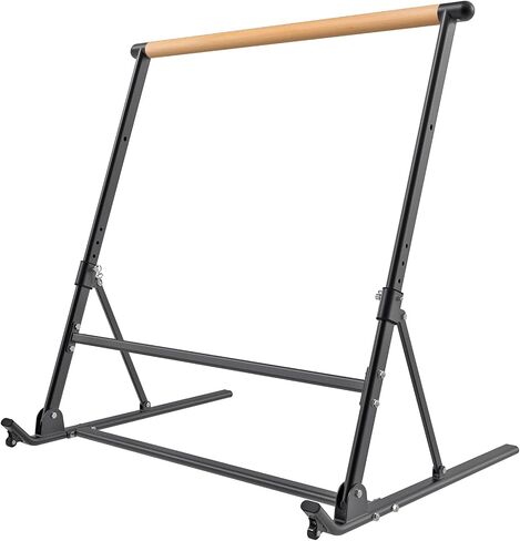 SELEWARE Freestanding Ballet Barre System Height Adjustable Dance Bar, Foldable Portable Dance Workout Equipment with Anti-Slip Base, 4-Height Settings, Smooth Wood & Durable Steel Construction in Saudi Arabia