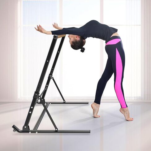 SELEWARE Freestanding Ballet Barre System Height Adjustable Dance Bar, Foldable Portable Dance Workout Equipment with Anti-Slip Base, 4-Height Settings, Smooth Wood & Durable Steel Construction in Saudi Arabia