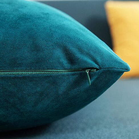 DEZENE Throw Pillow Cases 18x18 Teal: 2 Pack Cozy Soft Velvet Square Decorative Pillow Covers for Farmhouse Home Decor in Saudi Arabia