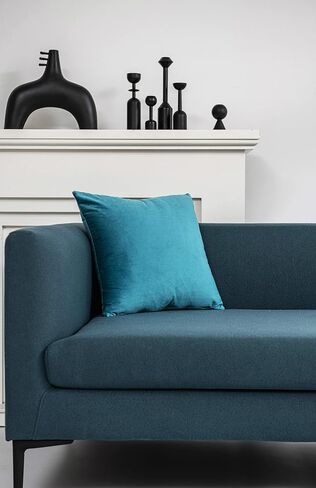 DEZENE Throw Pillow Cases 18x18 Teal: 2 Pack Cozy Soft Velvet Square Decorative Pillow Covers for Farmhouse Home Decor in Saudi Arabia