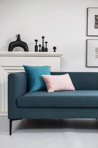 DEZENE Throw Pillow Cases 18x18 Teal: 2 Pack Cozy Soft Velvet Square Decorative Pillow Covers for Farmhouse Home Decor in Saudi Arabia