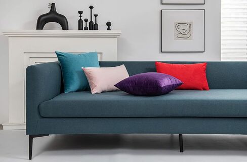 DEZENE Throw Pillow Cases 18x18 Teal: 2 Pack Cozy Soft Velvet Square Decorative Pillow Covers for Farmhouse Home Decor in Saudi Arabia