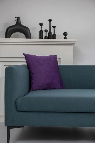 DEZENE Throw Pillow Cases 18x18 Teal: 2 Pack Cozy Soft Velvet Square Decorative Pillow Covers for Farmhouse Home Decor in Saudi Arabia