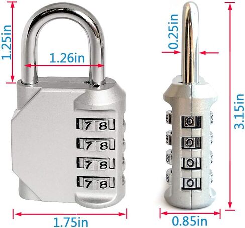 Combination Lock, 4 Digit Combination Padlock Outdoor Waterproof Padlock for School Gym Locker, Sports Locker, Fence, Toolbox, Case, Hasp Storage Etc (Silver 4Pack) in Saudi Arabia