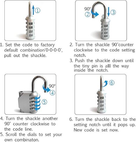 Combination Lock, 4 Digit Combination Padlock Outdoor Waterproof Padlock for School Gym Locker, Sports Locker, Fence, Toolbox, Case, Hasp Storage Etc (Silver 4Pack) in Saudi Arabia