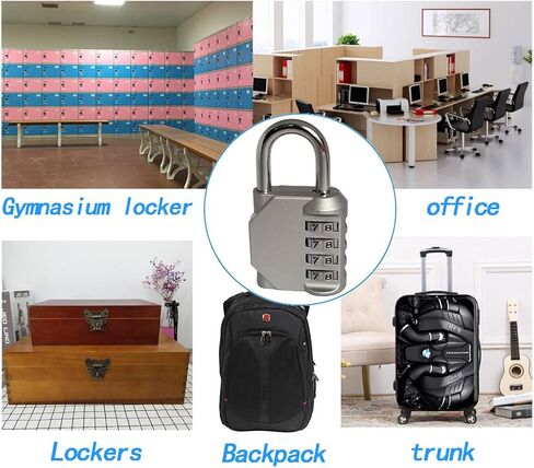 Combination Lock, 4 Digit Combination Padlock Outdoor Waterproof Padlock for School Gym Locker, Sports Locker, Fence, Toolbox, Case, Hasp Storage Etc (Silver 4Pack) in Saudi Arabia