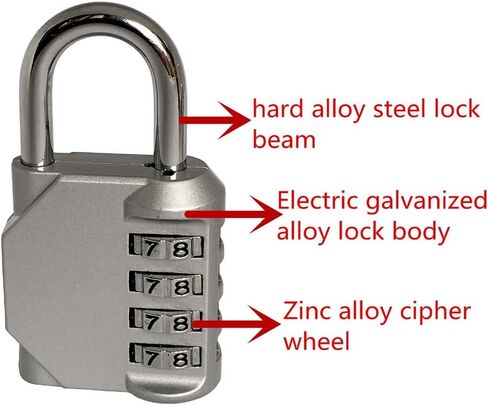 Combination Lock, 4 Digit Combination Padlock Outdoor Waterproof Padlock for School Gym Locker, Sports Locker, Fence, Toolbox, Case, Hasp Storage Etc (Silver 4Pack) in Saudi Arabia