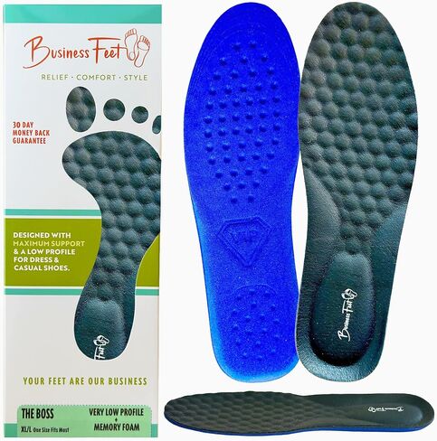 The Boss! Leather Insoles for Men & Women + Memory Foam Insoles for Women & Mens Arch Support Inserts Designed for Minimal Crowding in Dress Shoes & Casual Shoes. Cushioning Orthotic Shoe Inserts XLL in Saudi Arabia