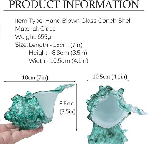 QFkris زجاج محارة شل، تمثال زجاجي فني من الصدف المنفوخ يدويًا، ثقالة ورق زجاجية كريستالية، تمثال قابل للجمع لديكور المنزل in Kuwait