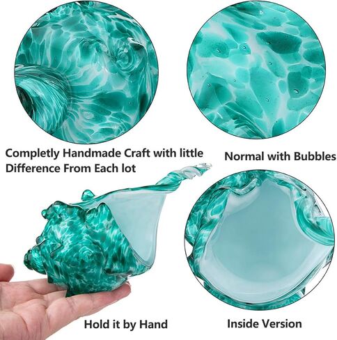QFkris زجاج محارة شل، تمثال زجاجي فني من الصدف المنفوخ يدويًا، ثقالة ورق زجاجية كريستالية، تمثال قابل للجمع لديكور المنزل in Kuwait