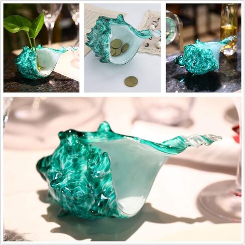 QFkris زجاج محارة شل، تمثال زجاجي فني من الصدف المنفوخ يدويًا، ثقالة ورق زجاجية كريستالية، تمثال قابل للجمع لديكور المنزل in Kuwait