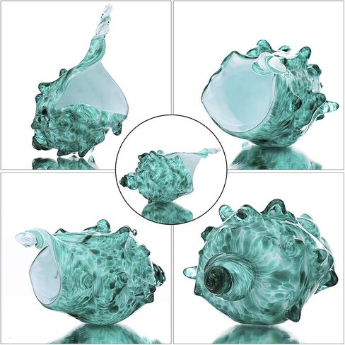 QFkris زجاج محارة شل، تمثال زجاجي فني من الصدف المنفوخ يدويًا، ثقالة ورق زجاجية كريستالية، تمثال قابل للجمع لديكور المنزل in Kuwait