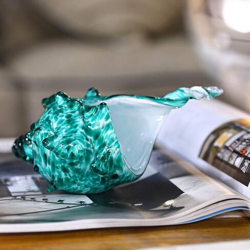 QFkris زجاج محارة شل، تمثال زجاجي فني من الصدف المنفوخ يدويًا، ثقالة ورق زجاجية كريستالية، تمثال قابل للجمع لديكور المنزل in Kuwait