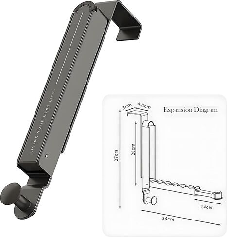 Foldable/Retractable Over The Door Drying Rack, Space Saving Behind Door Hooks for Hanging Clothes, Hats, Bags, Towels, Ideal for Travel and Easy to Carry (Gray) in Saudi Arabia
