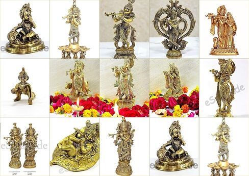 eSplanade - Brass Radha Krishna - Big Size - Brass Radha Idol Statue Sculpture (21") (Krishna Antique) in Saudi Arabia