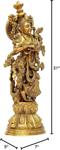 eSplanade - Brass Radha Krishna - Big Size - Brass Radha Idol Statue Sculpture (21") (Krishna Antique) in Saudi Arabia