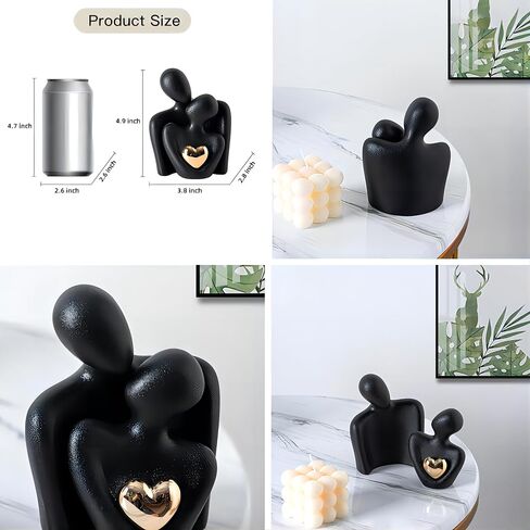 Heart Decor for Couple-Home Decor Living Room Sculptures Modern Home Office Decorations for Bedroom Couple Figurine Heart Decor(Black) in Saudi Arabia