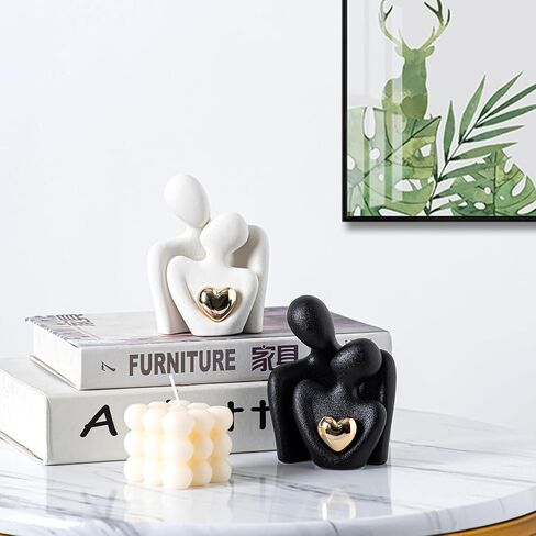 Heart Decor for Couple-Home Decor Living Room Sculptures Modern Home Office Decorations for Bedroom Couple Figurine Heart Decor(Black) in Saudi Arabia
