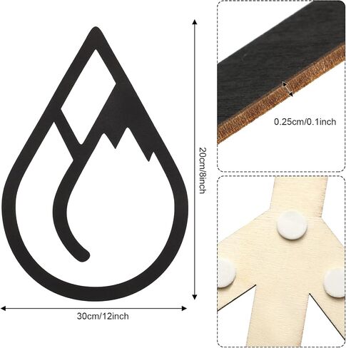 Jetec 4 Pieces Four Elements Wooden Wall Art Black Wood Wall Decor Hanging Elements Wooden Decorations for Living Room Bathroom Bedroom Wall Decor in Saudi Arabia