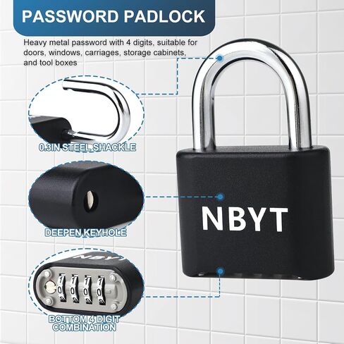 NBYTSتأمين متعلقاتك مع أقفال NBYT المركبة - أقفال الصالة الرياضية مع رمز، قفل مجموعة في الهواء الطلق، قفل أرقام للخزانة، السقيفة أو أي مكان آخر تحتاجه in Kuwait