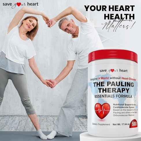 Cardio Health Powder Supplement - The Pauling Therapy Essentials Formula (PTEF) Healthy Vitamin C, B-12, L-Lysine, L-Arginine, Magnesium, Zinc + Vitamins, Minerals & Antioxidants in Saudi Arabia