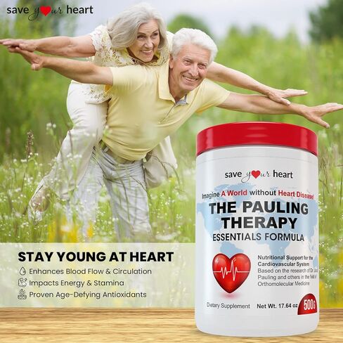 Cardio Health Powder Supplement - The Pauling Therapy Essentials Formula (PTEF) Healthy Vitamin C, B-12, L-Lysine, L-Arginine, Magnesium, Zinc + Vitamins, Minerals & Antioxidants in Saudi Arabia