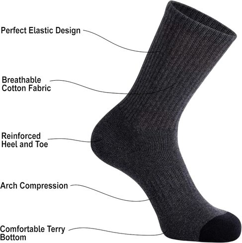 Cotton All Purpose Cushion Crew Socks with Arch compression for a secure Fit in Saudi Arabia