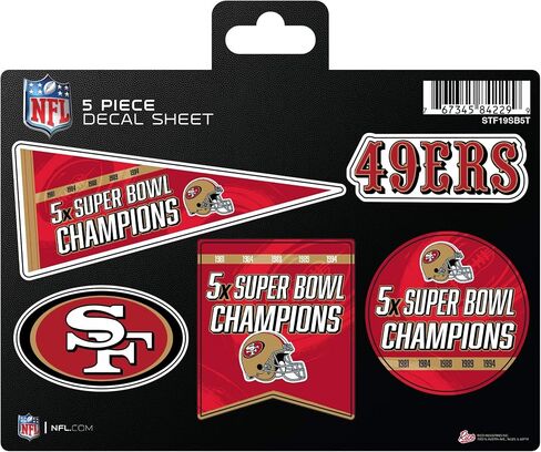 ريكو إندستريز NFL Football San Francisco 49ers Champ 5 عبوات من أوراق الملصقات مقاس 6 بوصات × 0.25 بوصة in Saudi Arabia