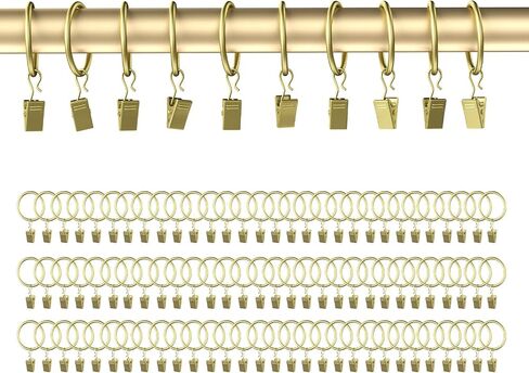 Curtain Rings with Clips 100 Pack, Bronze Curtain Clips with Rings, Drapery Rings 1 Inch Interior Diameter, Curtain Hooks with Clips Fits Up to 5/8 Inch Curtain Rod, Metal (Bronze,1"| 100 PC) in Saudi Arabia