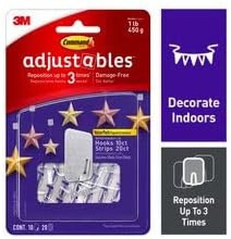 3M Scotch CMD-ADJ Command Adjustables Hooks & Clips: Adjustable Hooks / 10-Pack (Clear) / 10-Pack in Saudi Arabia