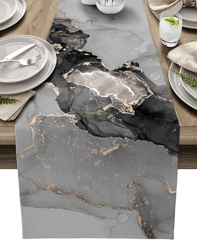 Teal and Turquoise Table Runner 72 inches Long for Kitchen Dining Table Ombre Ink Abstract Marble Coffee Table Runner for Living Room Cotton Linen Table Runners for Party Home Decor 16x72in in Saudi Arabia