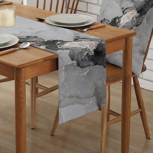 Teal and Turquoise Table Runner 72 inches Long for Kitchen Dining Table Ombre Ink Abstract Marble Coffee Table Runner for Living Room Cotton Linen Table Runners for Party Home Decor 16x72in in Saudi Arabia