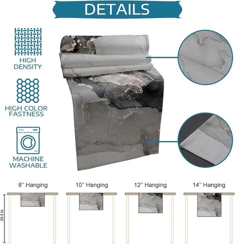 Teal and Turquoise Table Runner 72 inches Long for Kitchen Dining Table Ombre Ink Abstract Marble Coffee Table Runner for Living Room Cotton Linen Table Runners for Party Home Decor 16x72in in Saudi Arabia