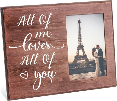 FINGERINSPIRE Lovers Romantic Picture Frame - All of me loves All of you Engaged Couples Photo Frame Wood Photo Frame Gifts for Couples, Lovers Valentine's Day Present - 4x6inch Photo in Saudi Arabia