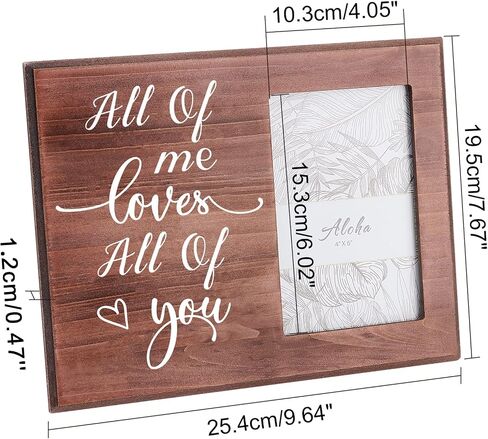 FINGERINSPIRE Lovers Romantic Picture Frame - All of me loves All of you Engaged Couples Photo Frame Wood Photo Frame Gifts for Couples, Lovers Valentine's Day Present - 4x6inch Photo in Saudi Arabia