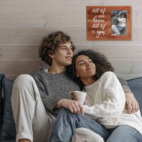 FINGERINSPIRE Lovers Romantic Picture Frame - All of me loves All of you Engaged Couples Photo Frame Wood Photo Frame Gifts for Couples, Lovers Valentine's Day Present - 4x6inch Photo in Saudi Arabia