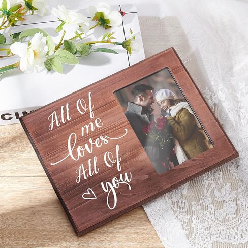 FINGERINSPIRE Lovers Romantic Picture Frame - All of me loves All of you Engaged Couples Photo Frame Wood Photo Frame Gifts for Couples, Lovers Valentine's Day Present - 4x6inch Photo in Saudi Arabia