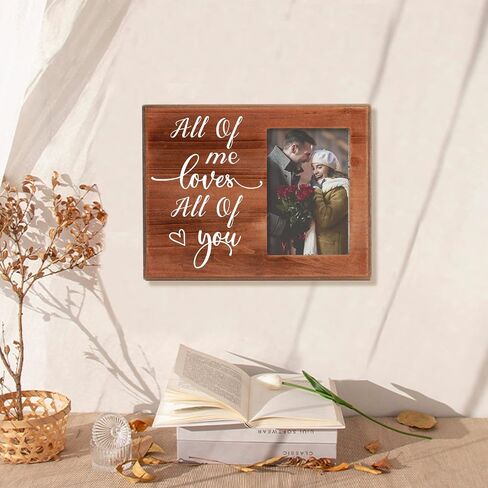 FINGERINSPIRE Lovers Romantic Picture Frame - All of me loves All of you Engaged Couples Photo Frame Wood Photo Frame Gifts for Couples, Lovers Valentine's Day Present - 4x6inch Photo in Saudi Arabia