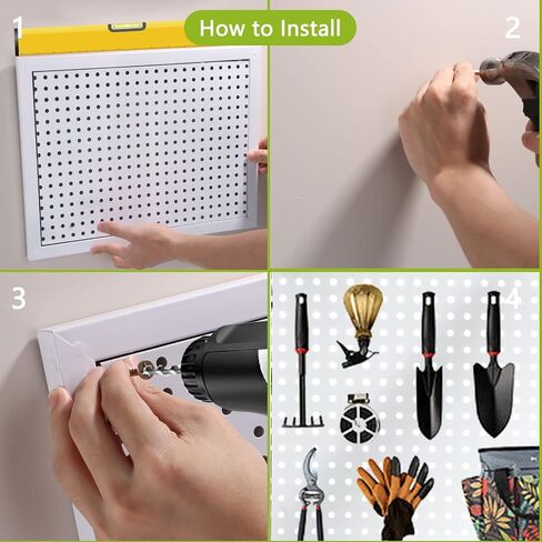 2 Pcs Metal Pegboard Wall Panels, 11.8 x 15.7 Inch Garage Pegboard Wall Organizer, 15-30 LBS Loading Peg Boards for Garage Tool Storage in Saudi Arabia