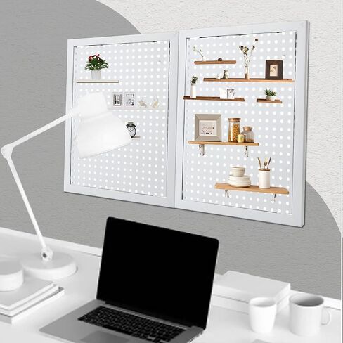 2 Pcs Metal Pegboard Wall Panels, 11.8 x 15.7 Inch Garage Pegboard Wall Organizer, 15-30 LBS Loading Peg Boards for Garage Tool Storage in Saudi Arabia