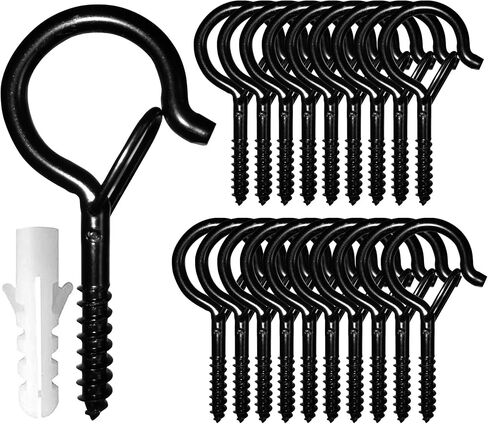 X-AT 20PCS Q-Hanger Safety Screw Hooks,Windproof Metal Hooks Screw,Ceiling Hooks Screw, Outdoor Light Hooks, for String Lights and Wire,Safety Buckle Design in Saudi Arabia