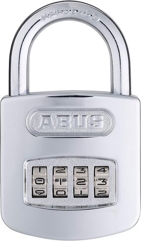 ABUS 160/50 B 160 All Weather Chrome 4 Dial Combination Padlock, Black/Silver in Kuwait