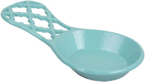 Home Basics Lattice Collection Cast Iron Spoon Rest, 7.5x3.5x1.3 inches, Turquoise in Saudi Arabia