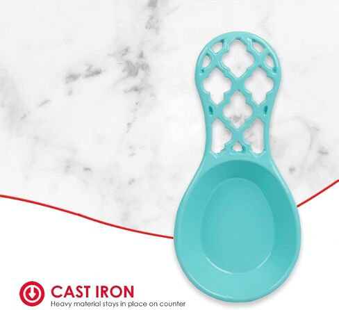 Home Basics Lattice Collection Cast Iron Spoon Rest, 7.5x3.5x1.3 inches, Turquoise in Saudi Arabia