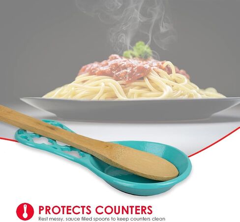 Home Basics Lattice Collection Cast Iron Spoon Rest, 7.5x3.5x1.3 inches, Turquoise in Saudi Arabia