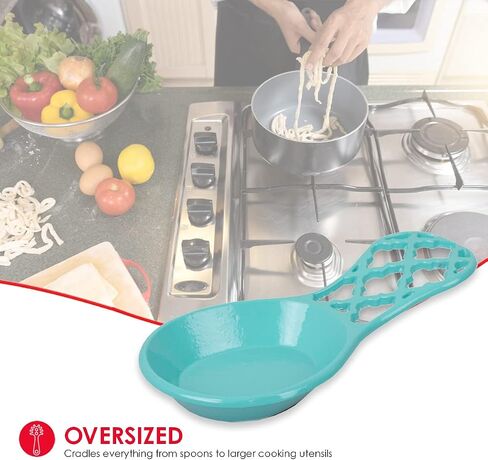 Home Basics Lattice Collection Cast Iron Spoon Rest, 7.5x3.5x1.3 inches, Turquoise in Saudi Arabia