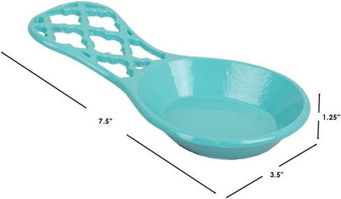Home Basics Lattice Collection Cast Iron Spoon Rest, 7.5x3.5x1.3 inches, Turquoise in Saudi Arabia