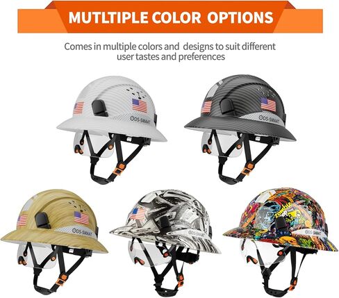 Full Brim Construction Hard Hat with Visor, 6-Point Ratchet Suspension Safety Helmet, Superior Impact Head Protection for Industry Use,ANSI Z89.1 Approved Safety Helmet,Great for Men&Women in Saudi Arabia
