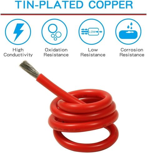 سلك سيليكون BNTECHGO 8 قياس 5 أقدام أحمر و5 أقدام أسود مرن 8 AWG سلك نحاسي معلب in Kuwait